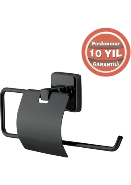 Paslanmaz Pirinç Kumru Geniș Kapaklı Kağıt Havluluk Mat Siyah