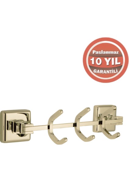 Paslanmaz Pirinç Kumru 3’lü Askılık Altın Sarı Gold modelleri