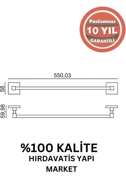 Paslanmaz Pirinç Kumru Uzun Havluluk 50CM Mat Siyah fiyatları