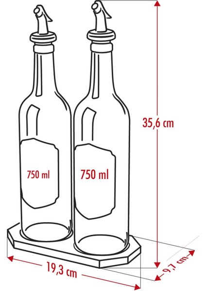 Bambu Standlı 2'li 750 ml Zeytinyağı-Sıvıyağ Şişesi Yağlık Sirkelik Seti Damlatmaz