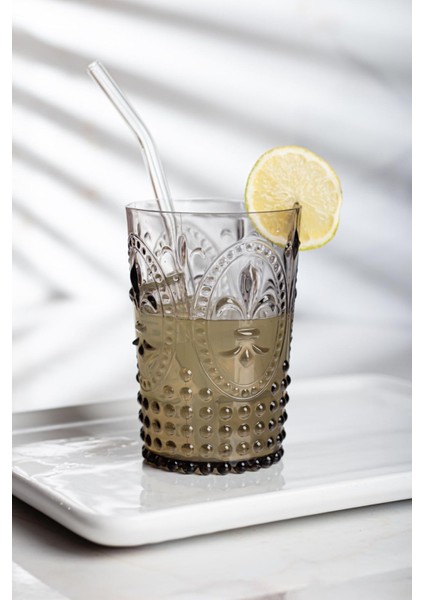 Akrilik Füme 6'lı Kısa Bardak & Su Meşrubat Kahve Yanı Bardağı 400 ml ( Cam Değildir )