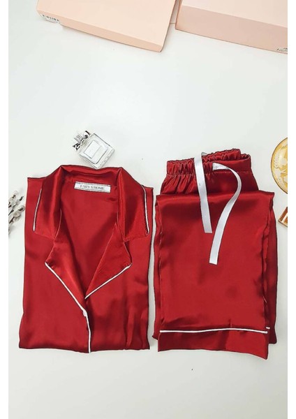 Faryanight Ipek Saten Uzun Kollu Biyeli Düğmeli Gömlek Pijama Takımı fiyatları