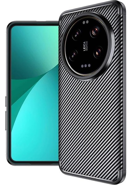 Xiaomi Mi 14 Ultra ile Uyumlu Silikon Kılıf Tpu Negro Silikon Ultra Slim Fit Kılıf Xiaomi Mi 14 Ultra Ile Uyumlu Karbon Delux Kılıf Siyah