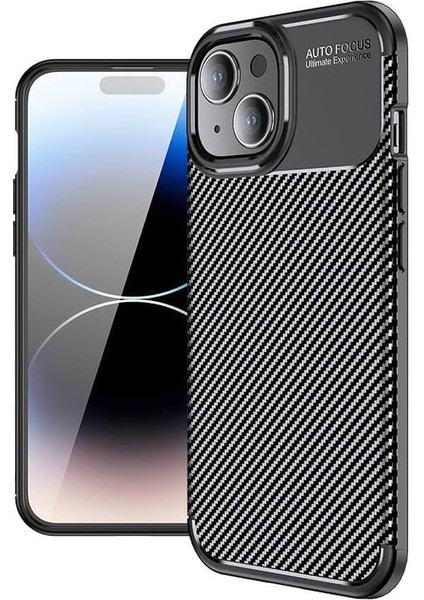 Apple iPhone 14 Plus ile Uyumlu Silikon Kılıf Tpu Negro Silikon Ultra Slim Fit Kılıf Ile Uyumlu Karbon Delux Kılıf