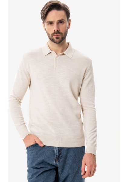 Erkek %50 Yün Polo Yaka Kazak