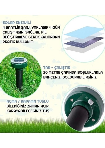 1 Adet Pilsiz Elektriksiz Solar Güneş Enerjili Akrep Köstebek Yılan Fare Kovucu Tarla Haşere Kovucu