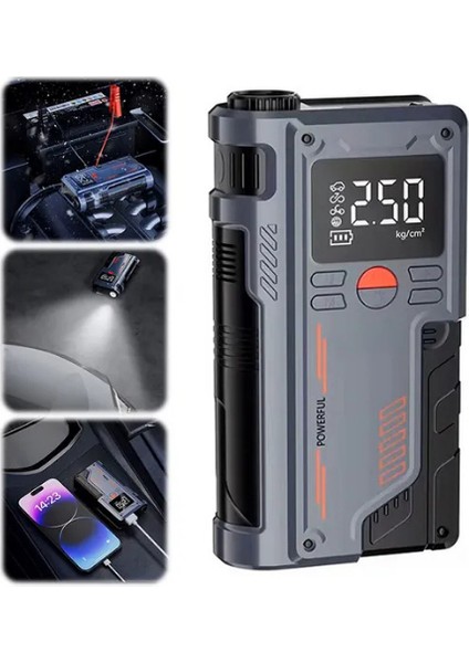 Mefa Ös 150PSI 8000MAH Şarjlı 120W Araç Lastik Şişirme Pompası ve Araç Akü Takviye Cihazı Starter fiyatları