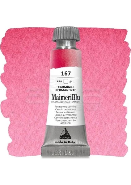 Blu Tüp Sulu Boya 12 ml S1 NO:167 Permanent Carmine