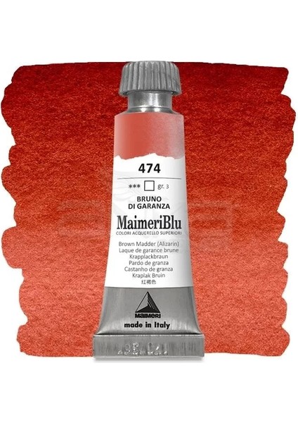 Blu Tüp Sulu Boya 12 ml S3 NO:474 Brown Madder (Alizarin)