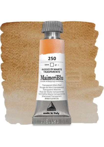 Blu Tüp Sulu Boya 12 ml S1 NO:250 Transparent Mars Red
