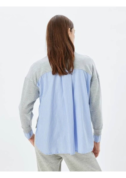 Oversize Bisiklet Yaka Gri Kadın Sweatshirt 5WAK10186EK fırsatları