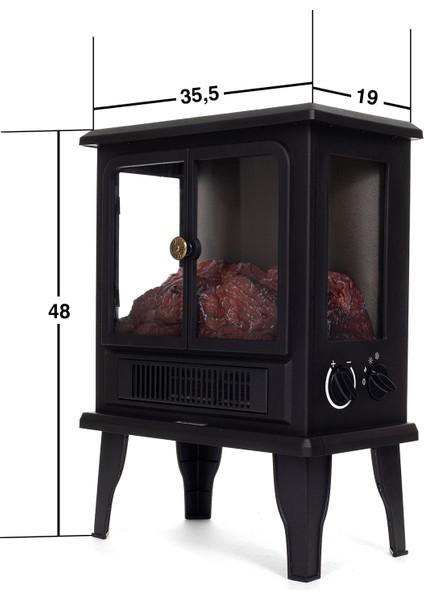 Elektrikli Şömine 1500 W 2 Kademeli Elektrikli Soba Ledli Ateş Efektli Şömine Bacasız Şömine
