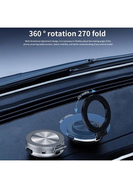 360° Dönebilen 270° Katlanır Şarjlı Elektrikli Vakumlu Manyetik Arabalar İçin Güçlü Çelik Telefon Tutacağı
