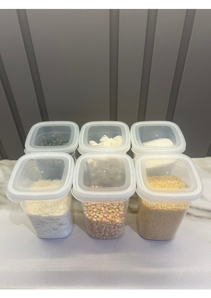 6'lı Set Dikdörtgen Saklama Kabı 1.1 Lt. Kapaklı Şeffaf, Erzak Kabı