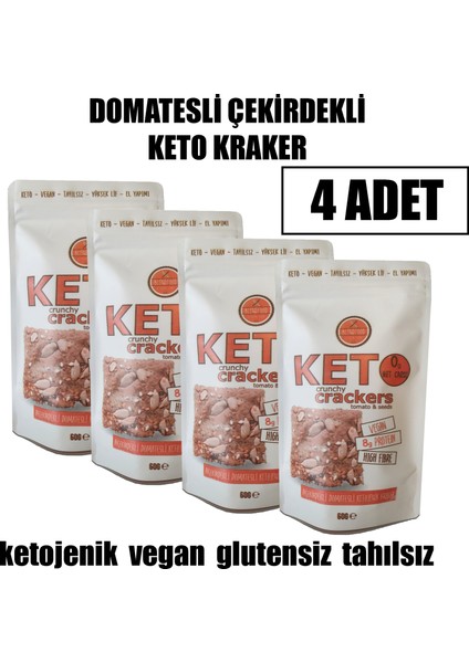 Domatesli ve Çekirdekli Ketojenik Kraker (60 gr x 4 Adet)