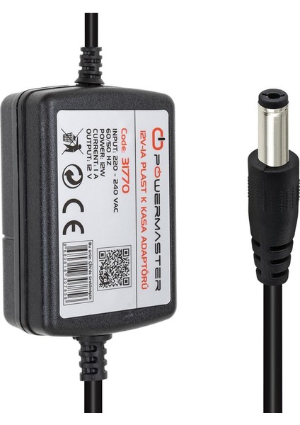 PM-31770 12 Volt - 1 Amper - 12 Watt 5.5*2.5 mm Uçlu Iki Ucu Kablolu Masaüstü Adaptör