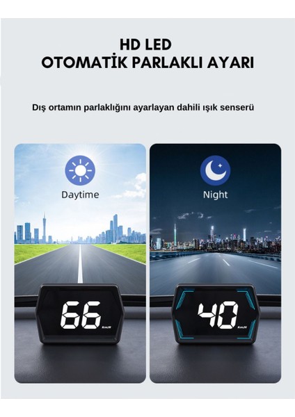 Dijital Hız Km gösterge Ekranı Tüm Araçlara Uyumlu Pusula GPS hud display