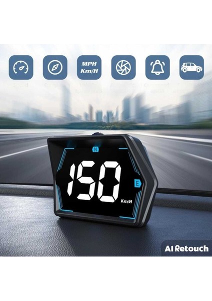 Dijital Hız Km gösterge Ekranı Tüm Araçlara Uyumlu Pusula GPS hud display