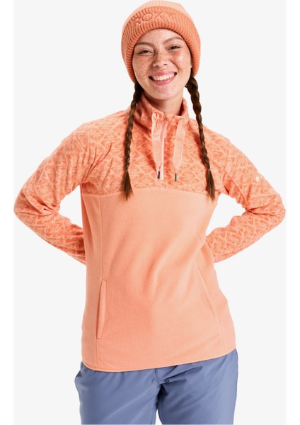 Sayna Half Zipped Kadın Pembe Polar Üst.mgk4