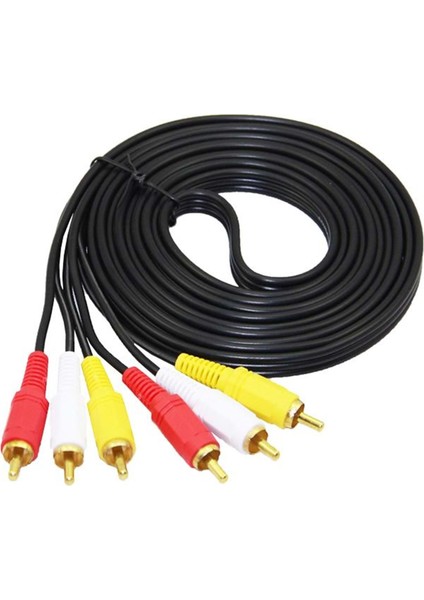 6 Metre Hazır Cctv Av Gold Kablo 3 Rca / 3 Rca Erkek Ses / Video / Power 10 Adet Paket Halinde