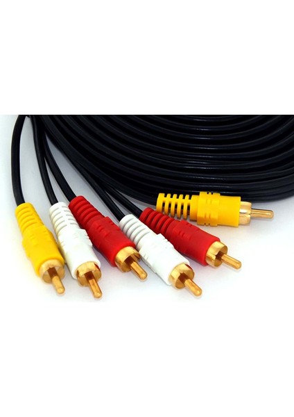 6 Metre Hazır Cctv Av Gold Kablo 3 Rca / 3 Rca Erkek Ses / Video / Power 10 Adet Paket Halinde