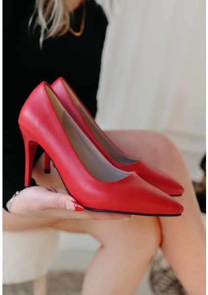 Jilya Kırmızı Cilt Stiletto Ayakkabı