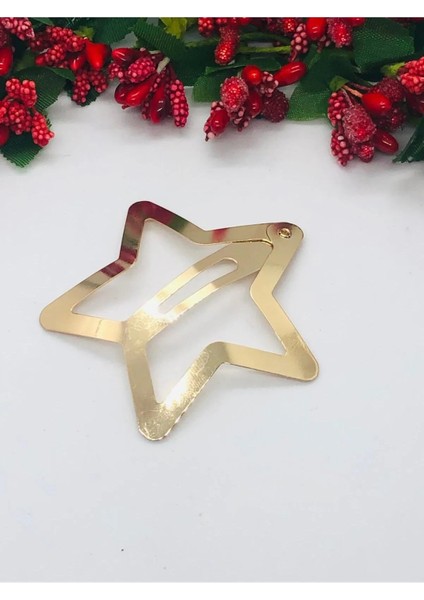 Gold Rengi Çok Şık Yıldızlı Çıtçıtlı Saç Tokası (5.5 Cm) 2 adet fiyatları