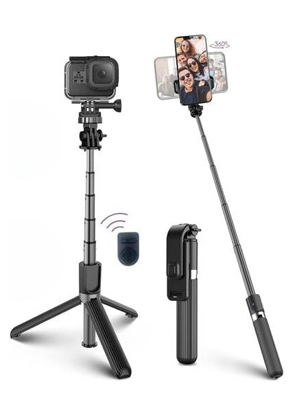 Telefon ve Kameram Için 2,2mt Uzayan Kumandalı Tripod Selfie Çubuğu