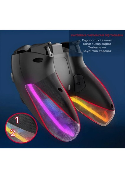 Ps4 Kol Kablosuz Gamepad Oyuncu Kol /çift Titresim/6 Eksenli Rgb Mod/ps4/switch/pc/androd/ iphone