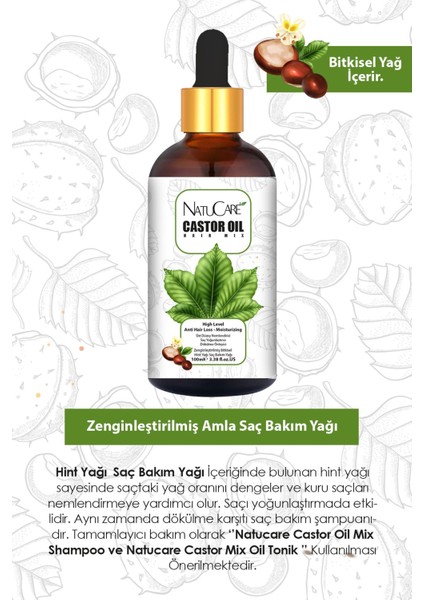 Natucare Üst Düzey Onarıcı ve Yoğun Nemlendirici Castor Hint Saç Bakım Yağı 100ML