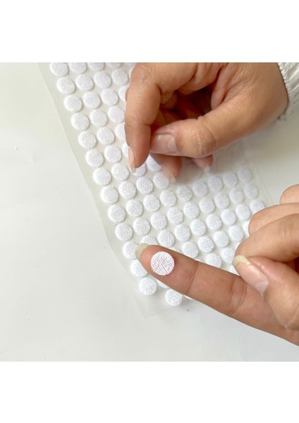 108 Adet 1 cm Cırt Bant Yuvarlak Para Para, Arkası Yapışkanlı (Beyaz)