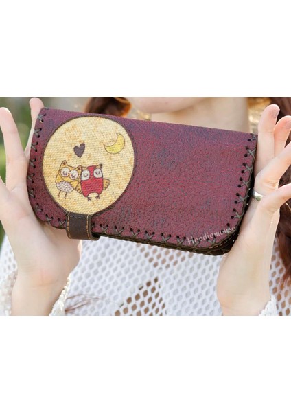 Baykuş Figürlü Büyük Cüzdan Etnik Bohem Retro Vintage Style - Bordo fiyatları