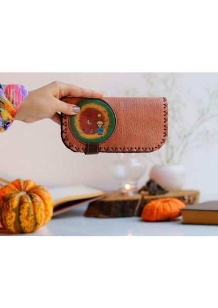 Küçük Prens Figürlü Büyük Cüzdan Etnik Bohem Retro Vintage Style - Taba fırsatları