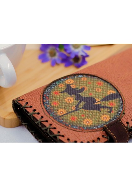 Cadı Figürlü Büyük Cüzdan Etnik Bohem Retro Vintage Style - Taba indirimleri