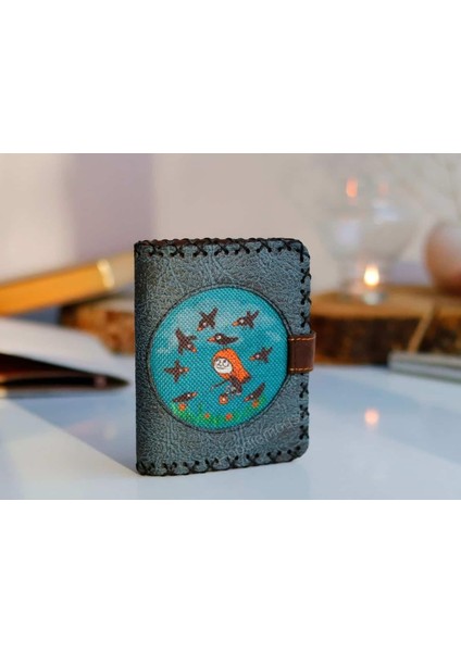 Karga Figürlü Küçük Cüzdan Etnik Bohem Retro Style - Petrol