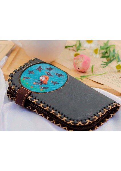 Karga Figürlü Büyük Cüzdan Etnik Bohem Retro Vintage Style - Antrasit modelleri