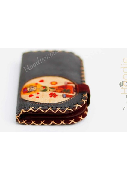 Mexsican Frida Figürlü Büyük Cüzdan Etnik Bohem Retro Vintage Style - Antrasit