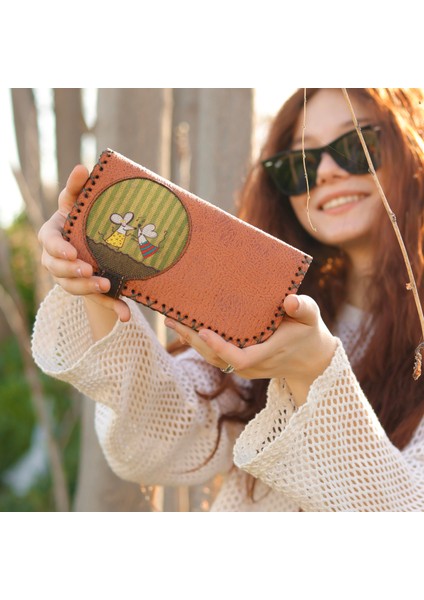 Dans Eden Fare Figürlü Büyük Cüzdan Etnik Bohem Retro Vintage Style - Taba modelleri