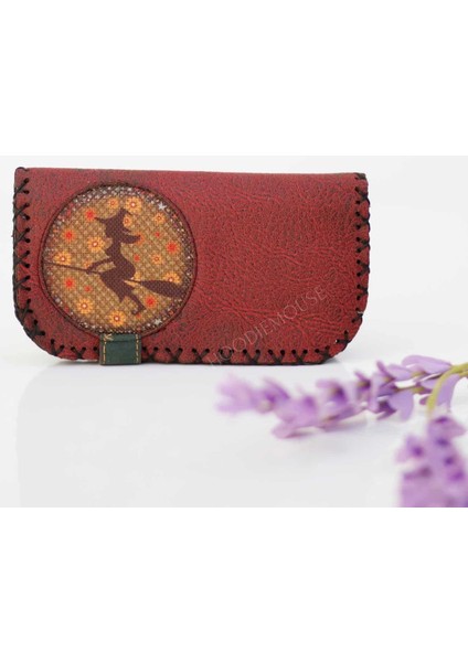 Cadı Figürlü Büyük Cüzdan Etnik Bohem Retro Vintage Style - Bordo fiyatları