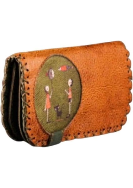 Balon Tutan Kız Figürlü Büyük Cüzdan Etnik Bohem Retro Vintage Style - Taba fiyatları