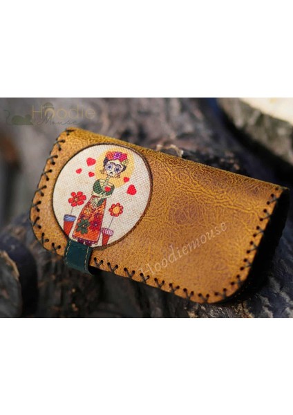 Mexsican Frida Figürlü Büyük Cüzdan Etnik Bohem Retro Vintage Style - Hardal