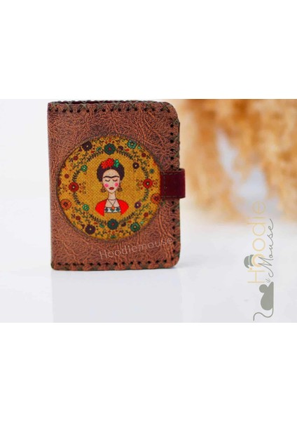 Frida Figürlü Küçük Cüzdan Etnik Bohem Retro Style - Kahverengi