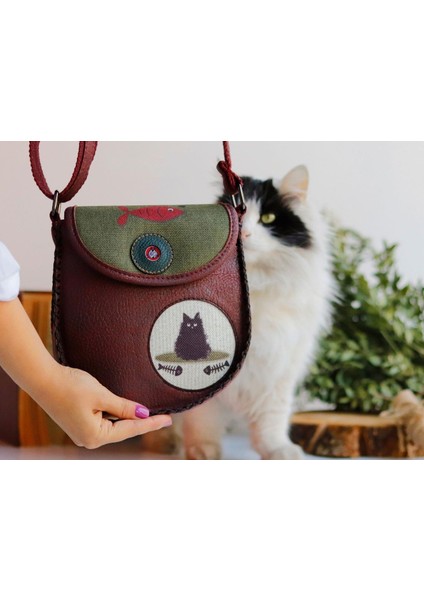 Karamık Figürlü Çapraz Örgülü Kol Çantası Etnik Bohem Style - Bordo