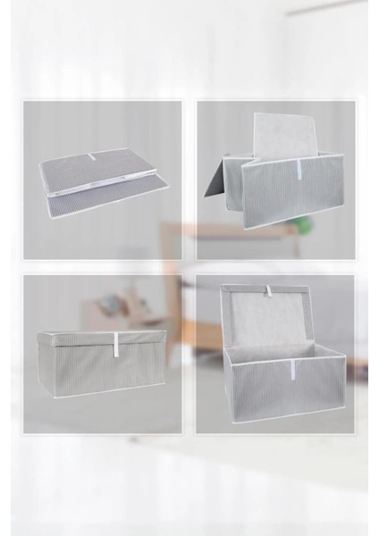 1 Adet Mega Boy Kapaklı Kutu Hurç Organizer 60*40*30* Yastık ve Yorgan Hurcu Baza Altı Kazak Hurcu