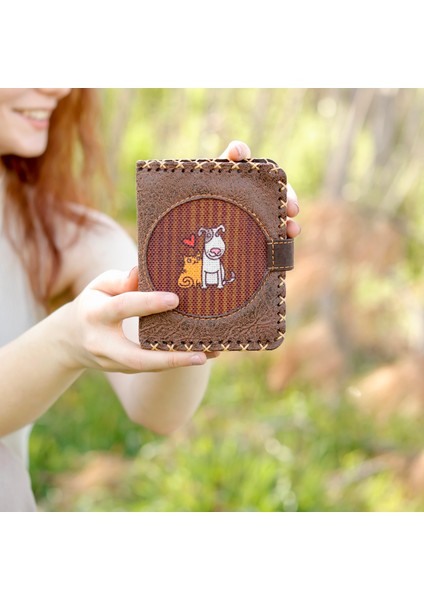 Kedi ve Köpek Figürlü Küçük Cüzdan Etnik Bohem Retro Style - Kahverengi fiyatları