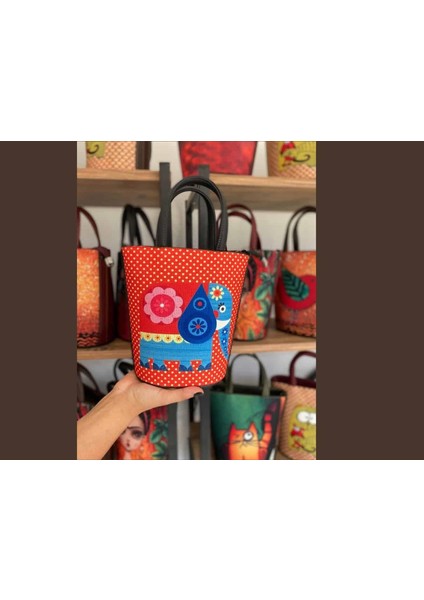 Fil Figürlü Kova Model Çanta Etnik Bohem Style - Siyah