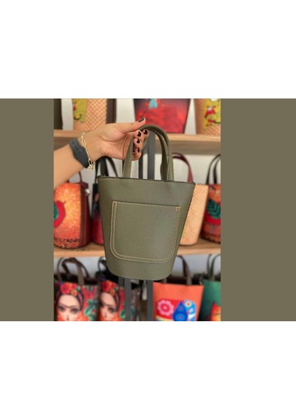 Kedi Balık Figürlü Kova Model Çanta Etnik Bohem Style - Yeşil