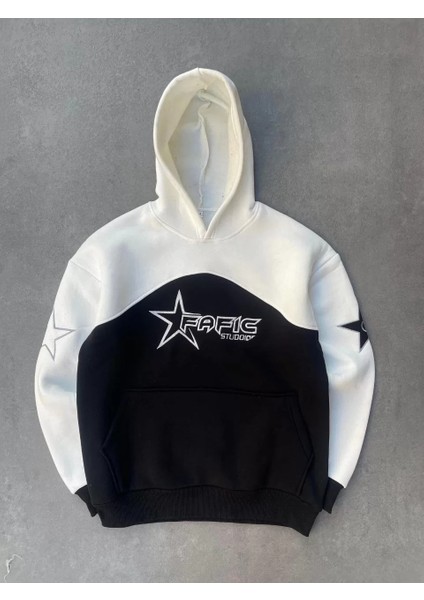 Parçalı Nakış Işlemelı Kapşonlu Sweatshirt - Beyaz modelleri
