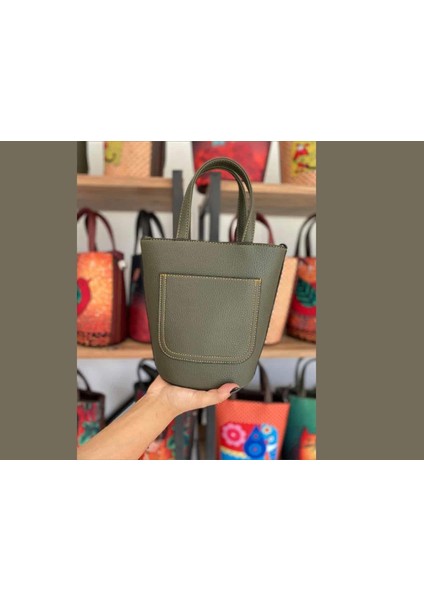 Frida Figürlü Kova Model Çanta Etnik Bohem Style - Yeşil