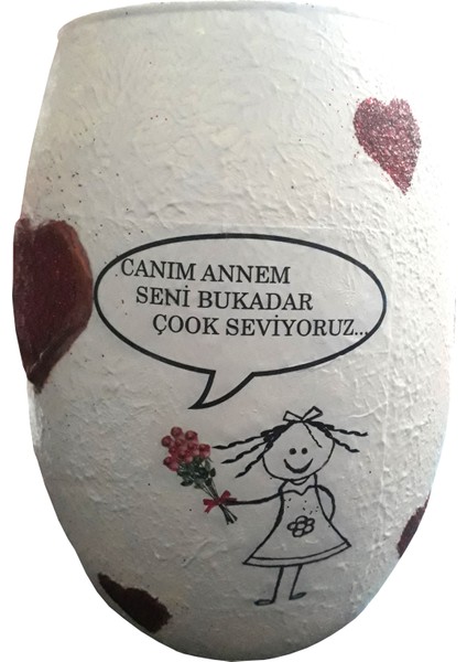 Decocıa V15805 Anneler Gününe Özel Figürlü Cam Vazo